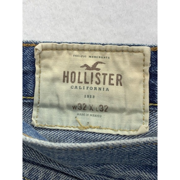 Hollister Denim Jeans Men's 32X32 Blue Button Fly Factory Destroyed Distressed - Picture 3 of 16